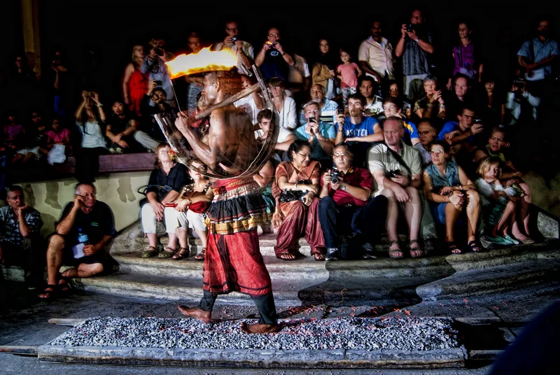 Fire-walking at Kandy. In 1970 Kovoor offered a hundred thousand rupees to anyone who could stand on fire for thirty seconds without being burned.