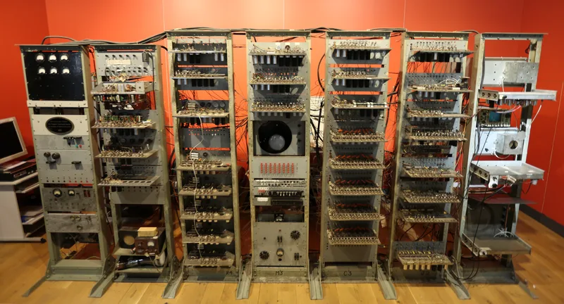 A replica of the Manchester "Baby," the first stored-program computer, built at Manchester University in 1948, where Turing worked from that year.