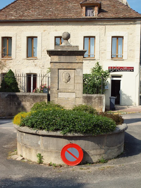 The memorial to Camus at Villeblevin, where he died.