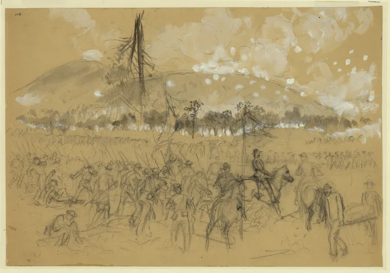 Sherman at Kennesaw Mountain, 27 June 1864, drawn by Alfred Waud.