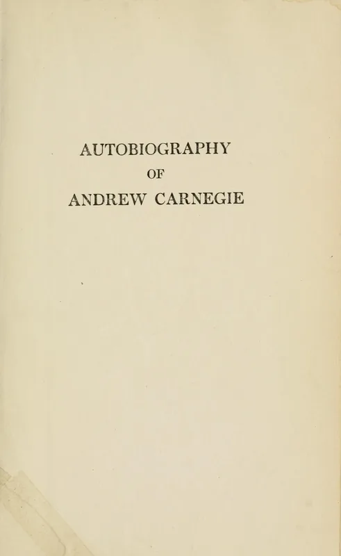 The title page of the Autobiography of Andrew Carnegie, 1920.