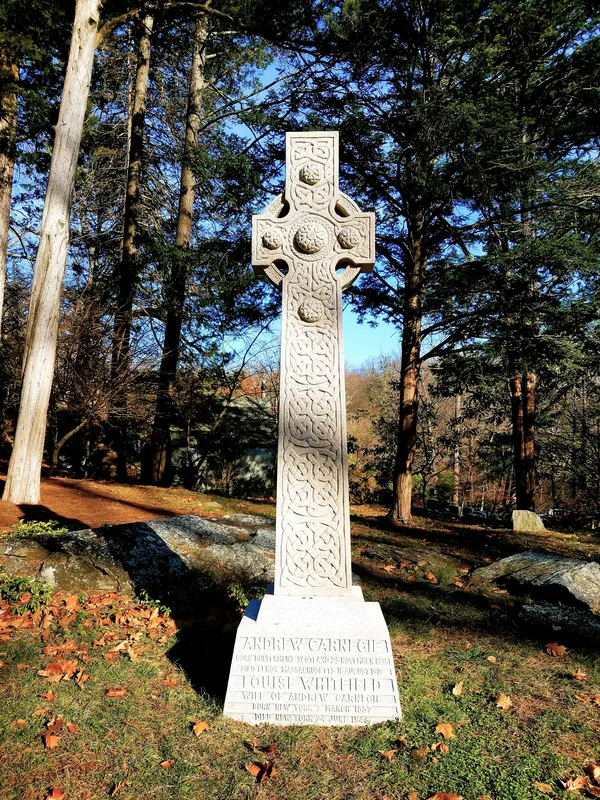 Andrew Carnegie's grave at Sleepy Hollow Cemetery.