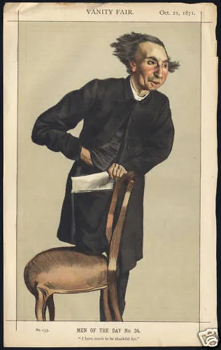 Charles Voysey, the clergyman tried for heresy whose Theistic sermons showed her she was not alone, in Vanity Fair, 1871.