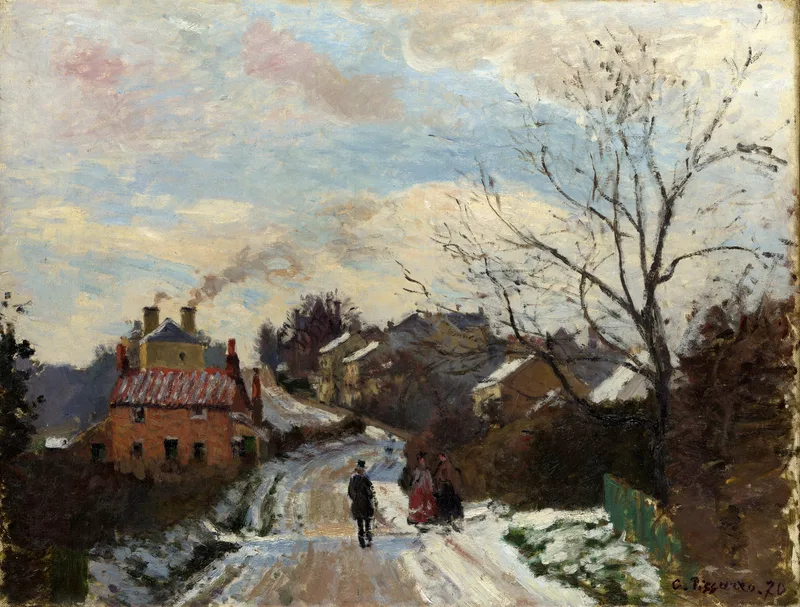 Fox Hill, Upper Norwood, painted by Camille Pissarro in 1870, close to the house where she lived and where her mother died in 1874.