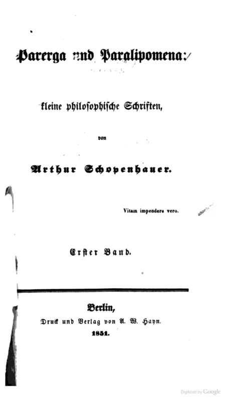 The title page of Parerga und Paralipomena (1851).
