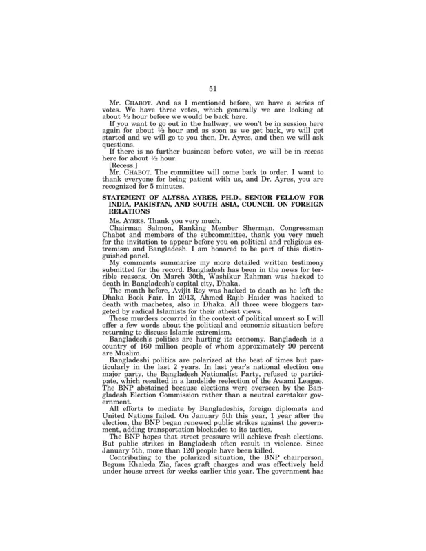 Page 51 of the same hearing, where a witness recalls that "Avijit Roy was hacked to death as he left the Dhaka Book Fair."