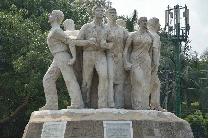 The Raju Memorial Sculpture at Dhaka University, the landmark beside which Roy was attacked, in a modern photograph.