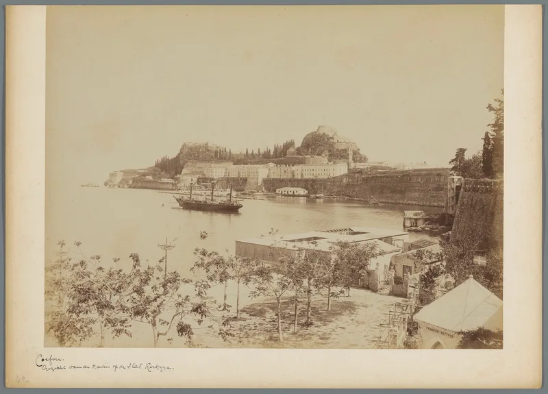 Corfu harbour and town, in a photograph of about 1900.