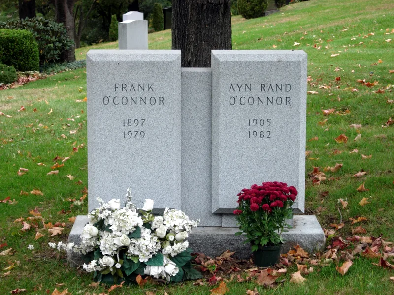 The grave marker of Frank O'Connor and Ayn Rand, photographed in 2005.