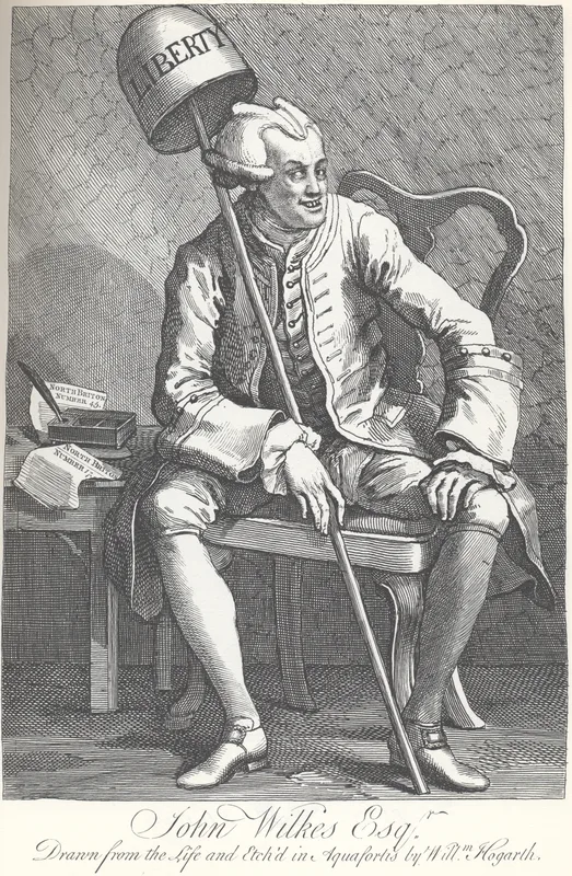 John Wilkes, as Hogarth drew him in 1763.