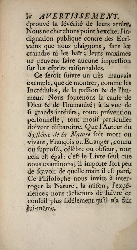 The Abbé Bergier's Avertissement, 1771: "mort ou vivant."