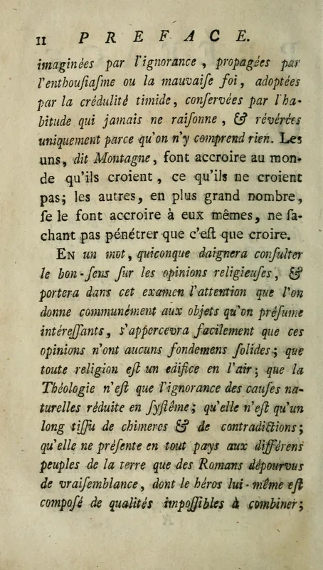 Le Bon sens, preface: theology as the ignorance of natural causes reduced to a system.