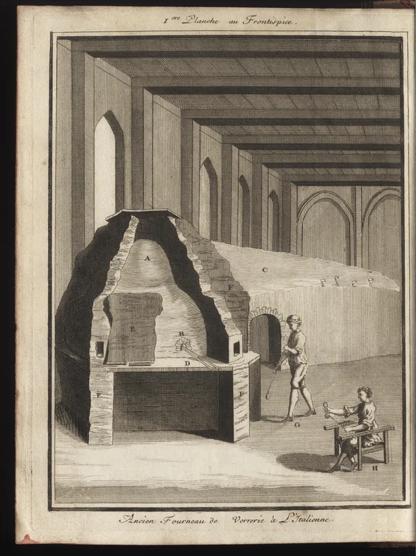 The glass furnace, frontispiece of his translation of Neri's Art de la verrerie (1752).