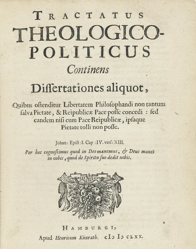 The title page of the Tractatus Theologico-Politicus (1670), with its false Hamburg imprint.