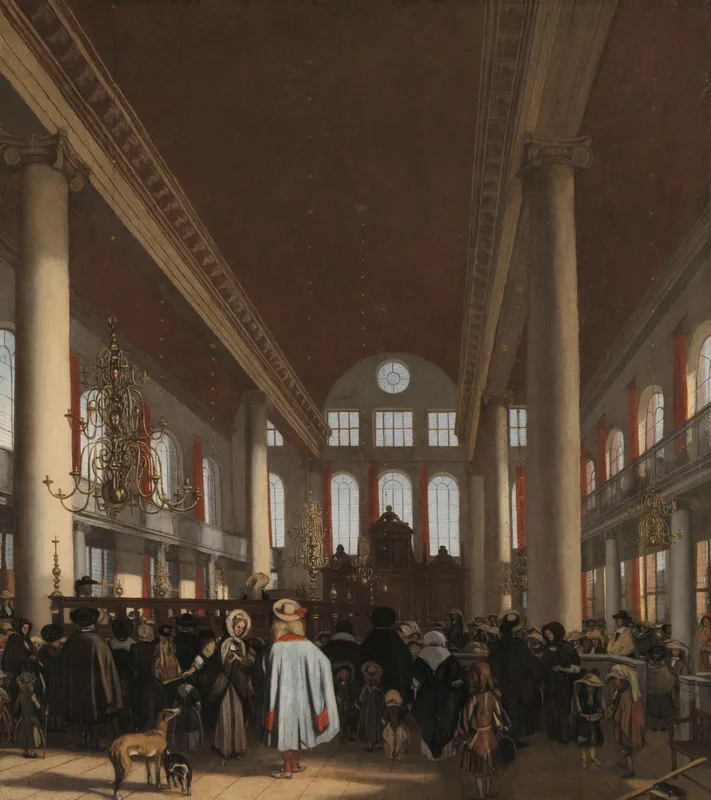 The interior of the Portuguese Synagogue in Amsterdam, painted by Emanuel de Witte about 1680.