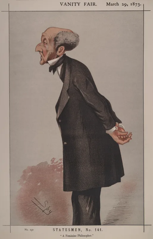 John Stuart Mill, as Vanity Fair drew him in 1873.