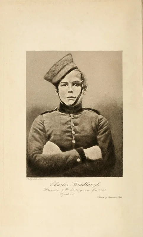 Private Bradlaugh of the Seventh Dragoon Guards, aged twenty, in 1853: the earliest photograph of him.