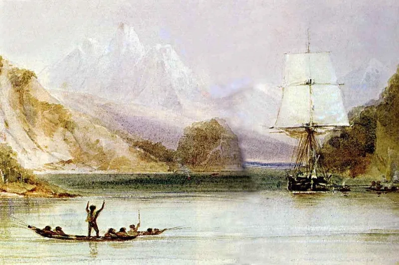 HMS Beagle, in a painting by Conrad Martens, 1834.