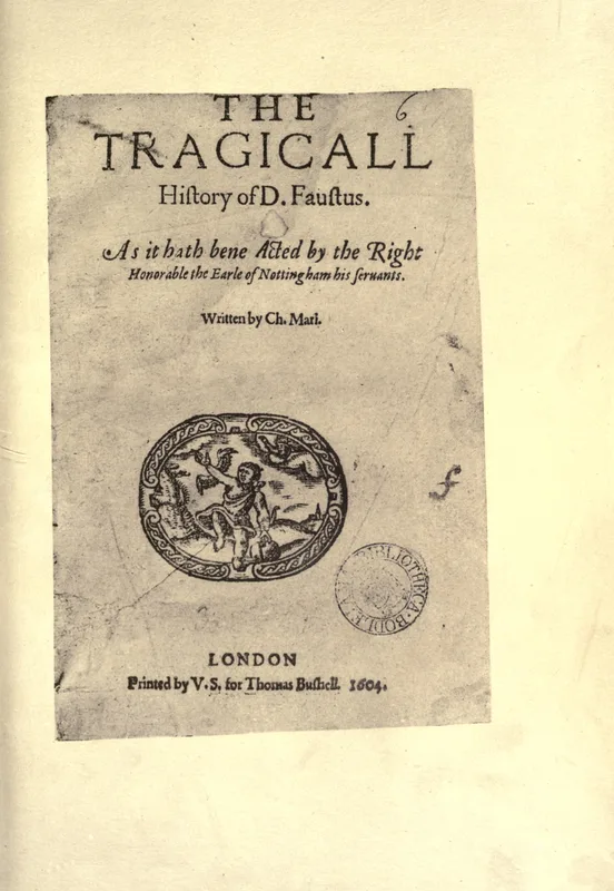 The title page of The Tragicall History of D. Faustus, 1604, in the facsimile of 1914.