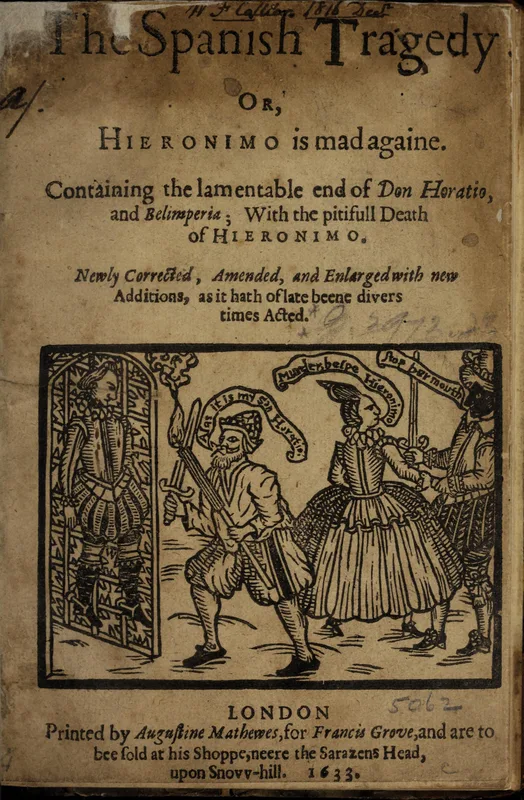 The title page of Kyd's The Spanish Tragedy, 1633 edition; there is no known portrait of Kyd.