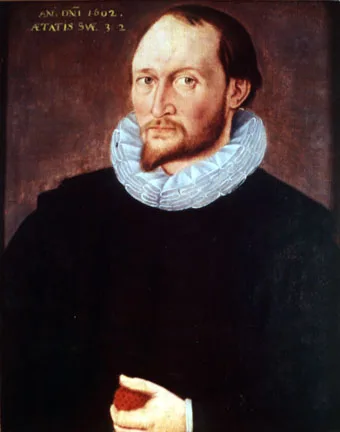 A portrait said to be Thomas Harriot, Ralegh's mathematician, whom Baines named.