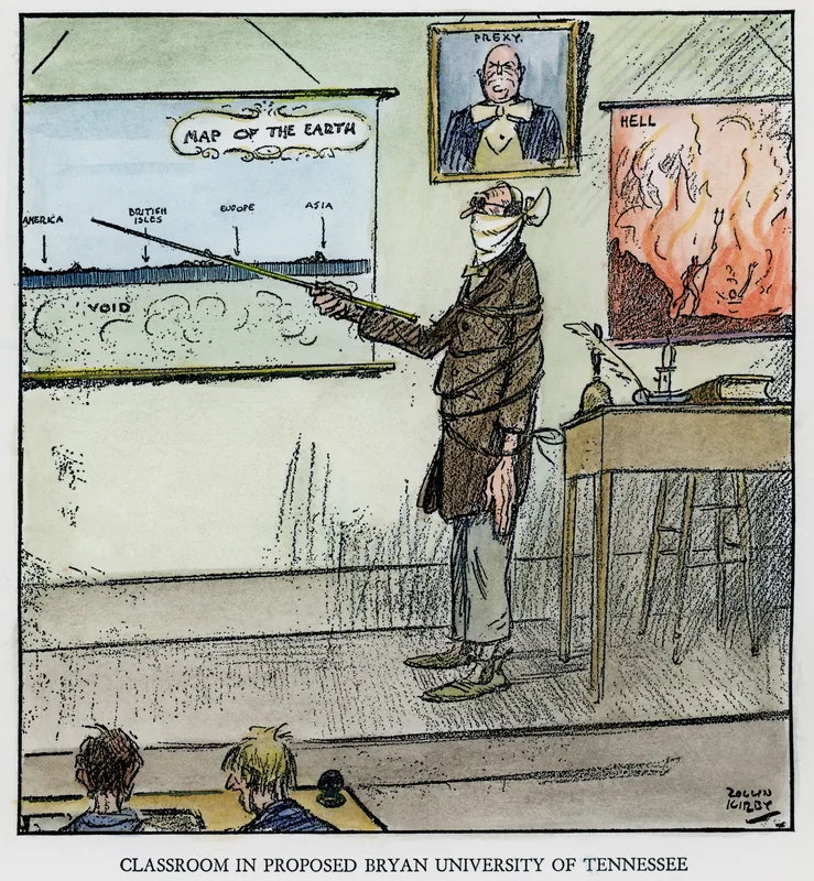 A cartoon of the Scopes trial by Rollin Kirby, 1925.