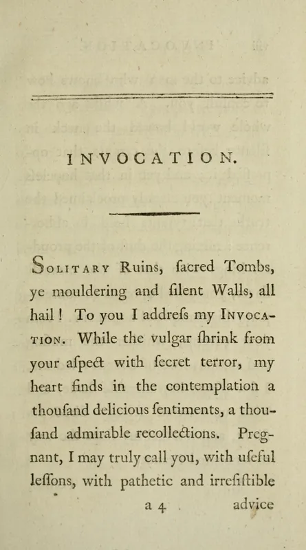 The opening page of the "Invocation" in the 1795 English edition.