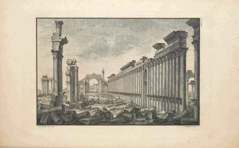 The Great Colonnade at Palmyra, from Robert Wood's Ruins of Palmyra (1753).