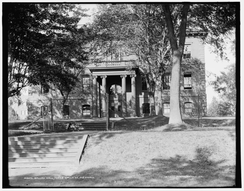 Ballou Hall at Tufts University, where Dennett taught from 1971, in a Detroit Publishing Company photograph of about 1903.