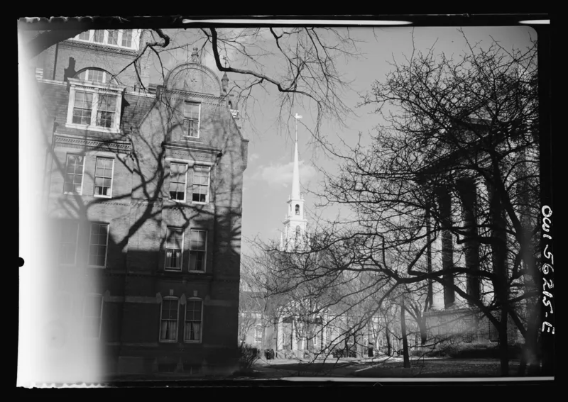 Harvard Yard in 1939, photographed by Paul Vanderbilt for the Farm Security Administration. Dennett studied at Harvard under W. V. Quine.