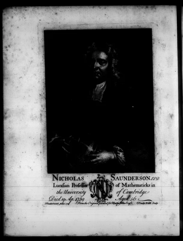 Nicholas Saunderson, in the frontispiece of his Elements of Algebra (1740).