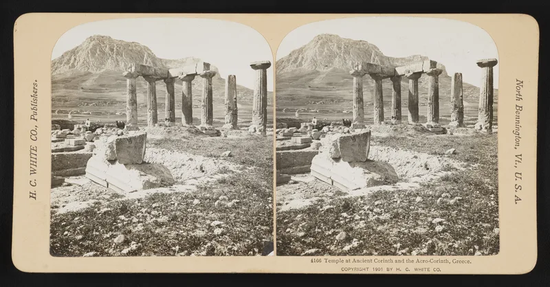 Ancient Corinth beneath Acrocorinth, in a stereograph of 1901. The Suda says Diagoras died at Corinth.