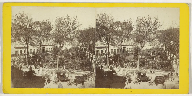 The Jardín de la Unión, Guanajuato, on a stereo card of the 1860s.