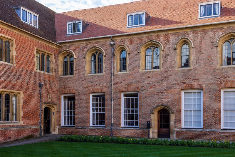 First Court at Magdalene College, Cambridge, where Adams gave his talk "Is there an Artificial God?" in September 1998.