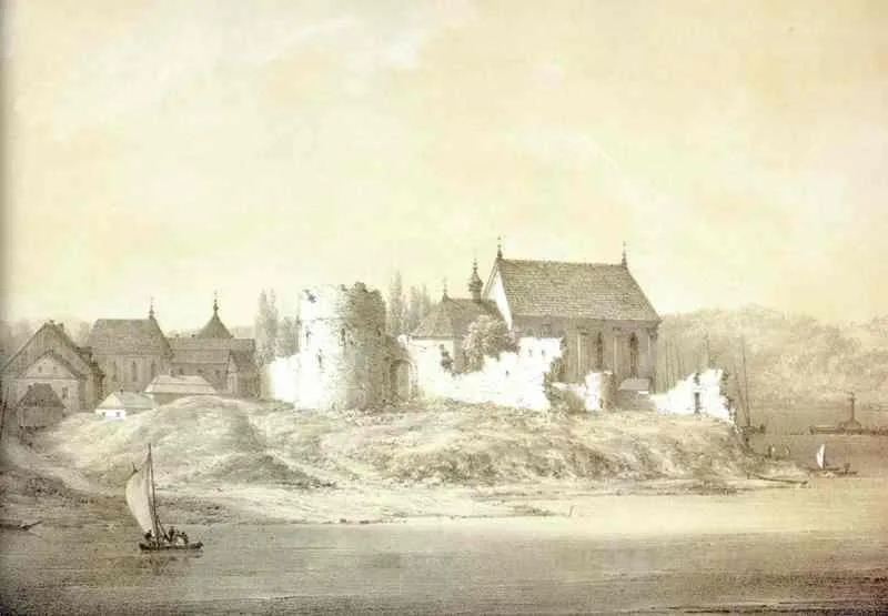 Kaunas Castle, in the city where she was born in 1869, drawn by Napoleon Orda.