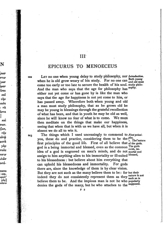 The Letter to Menoeceus, in Bailey's translation, p. 83: "the impious man is not he who denies the gods of the many."
