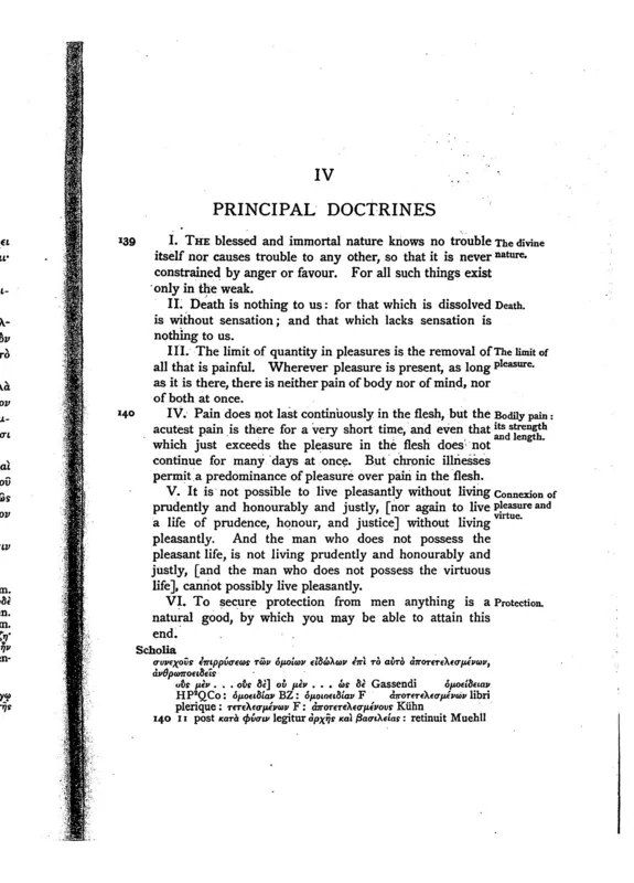 Principal Doctrines I and II, Bailey p. 95: "Death is nothing to us."