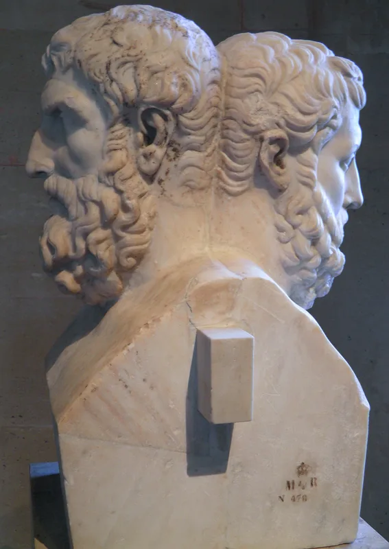 A double herm of Epicurus and his closest disciple, Metrodorus, in the Louvre.