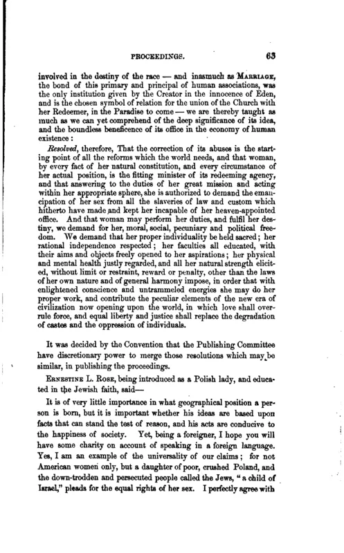The Syracuse convention of 1852: "a Polish lady, and educated in the Jewish faith."