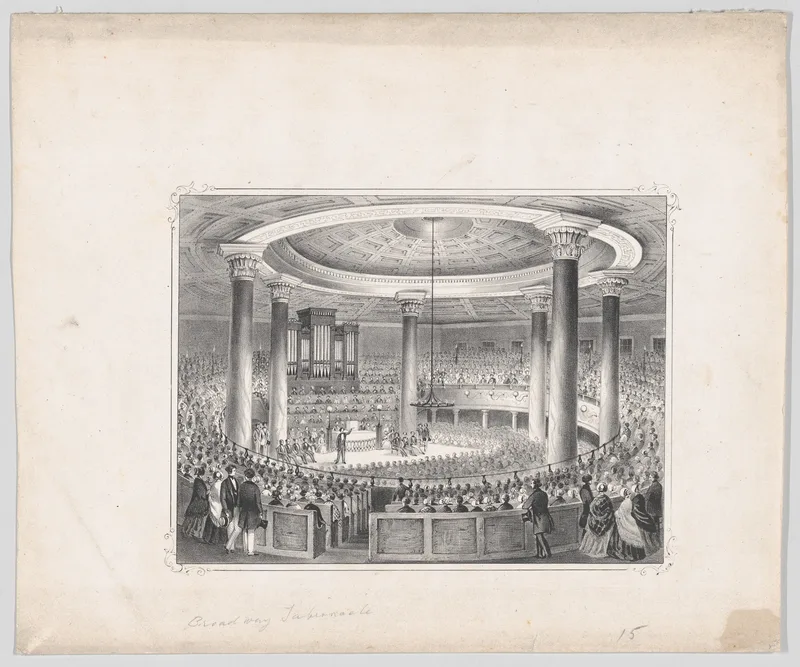 The Broadway Tabernacle, New York, where she was shouted down as "an infidel."