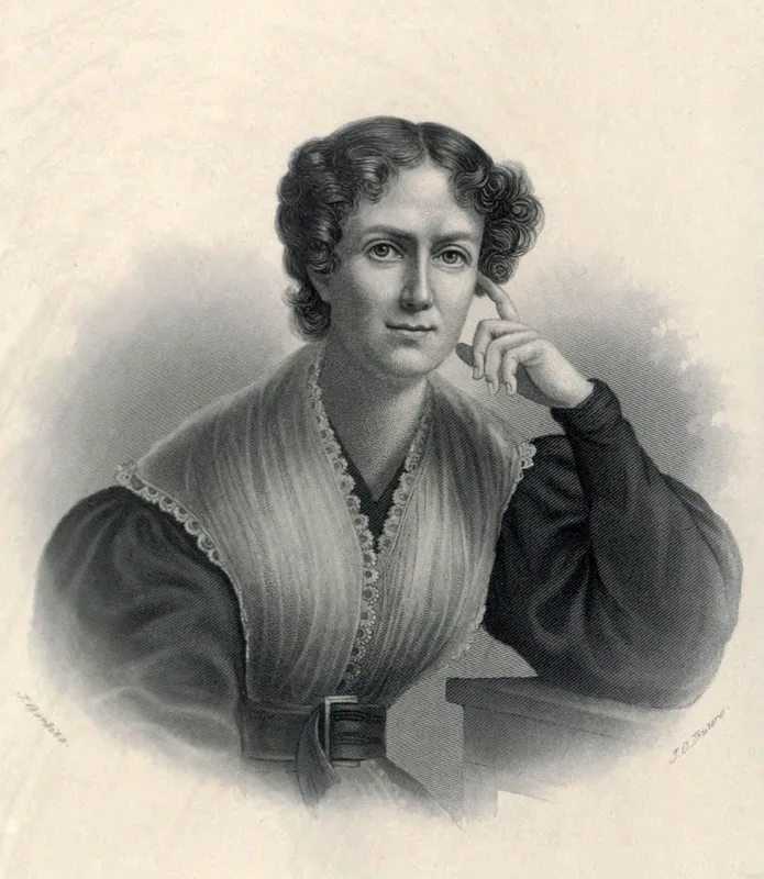 Frances Wright, engraved by John Chester Buttre after a portrait by J. Gorbitz, as it appeared in the History of Woman Suffrage (1881).