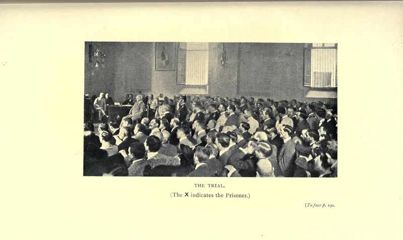 The court-martial of 9 October 1909, a plate in Archer's book.