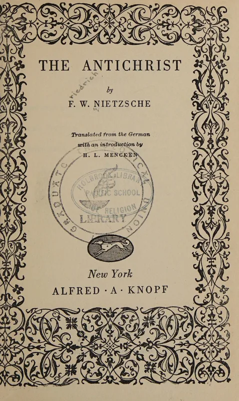 The title page of H. L. Mencken's 1918 translation of The Antichrist.