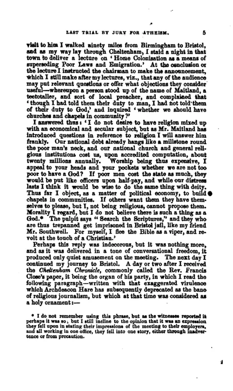 The Last Trial by Jury for Atheism in England (1850), p. 5: "too poor to have a God."