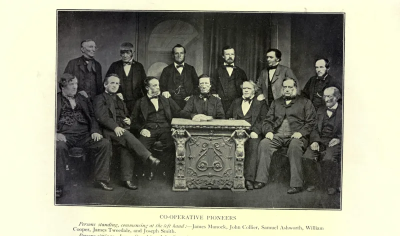 The Rochdale Pioneers, in a plate from McCabe's Life and Letters.