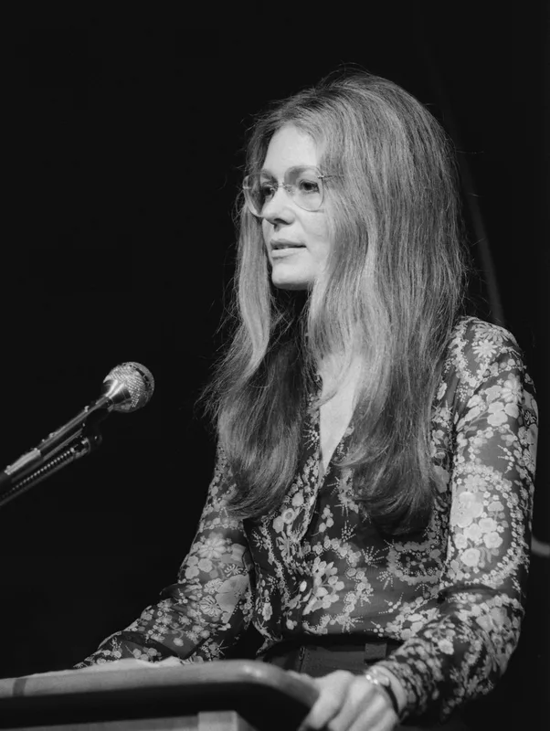 Gloria Steinem at a women's conference at the LBJ Library, November 1975.