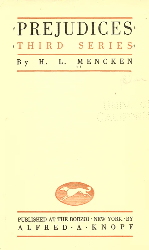 The title page of Prejudices: Third Series (New York, 1922).
