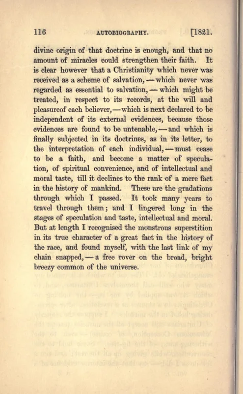 Autobiography (1877), vol. I, p. 116: "a free rover on the broad, bright breezy common of the universe."