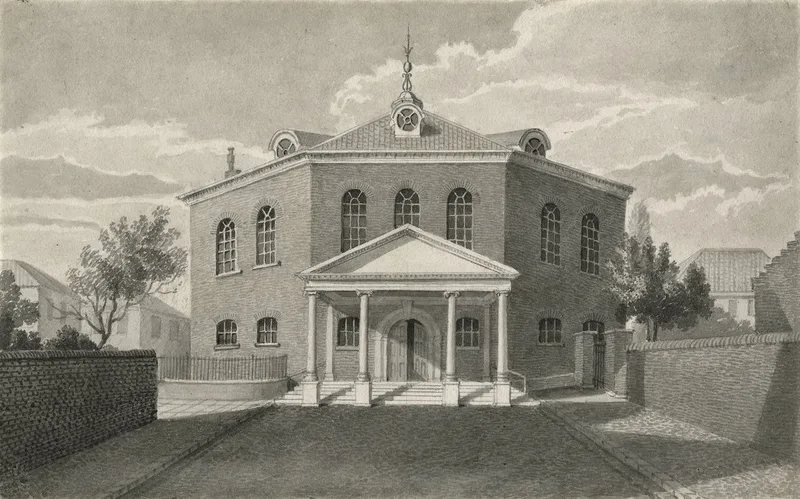 The Octagon Chapel, Norwich, in a watercolour by James Sillett of the 1820s.