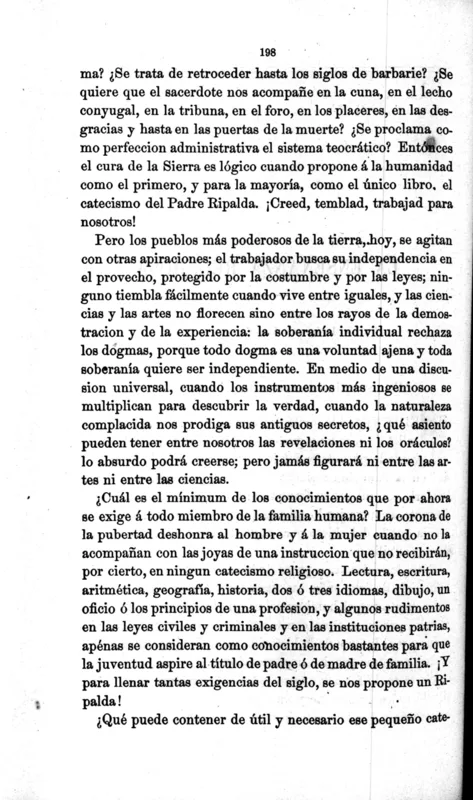 His 1871 letter against religious instruction, Obras II, p. 198.